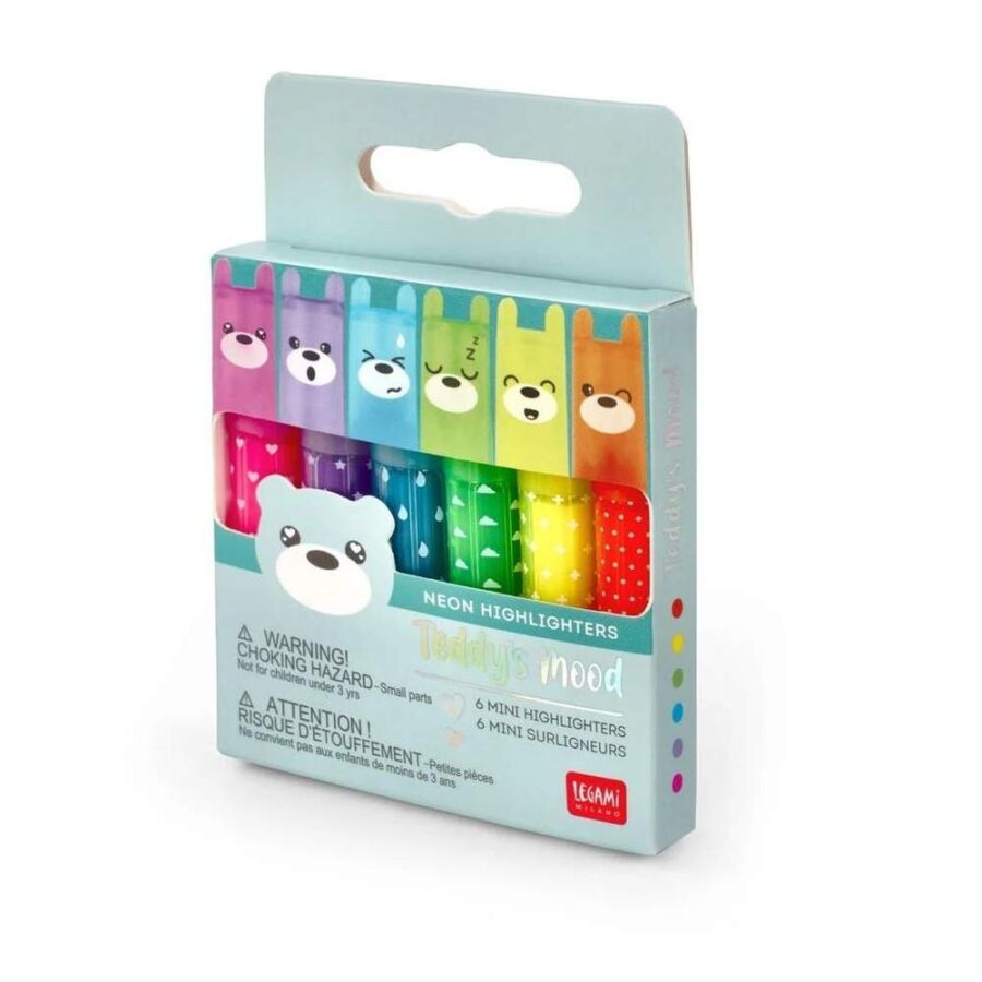 6 Mini Subrayadores Teddy Bear