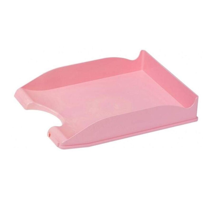 Bandeja De Plástico Apilable Con Portaetiquetas Rosa