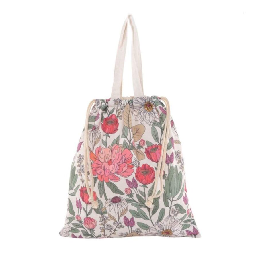 Bolsa Algodón Con Cierre Flores