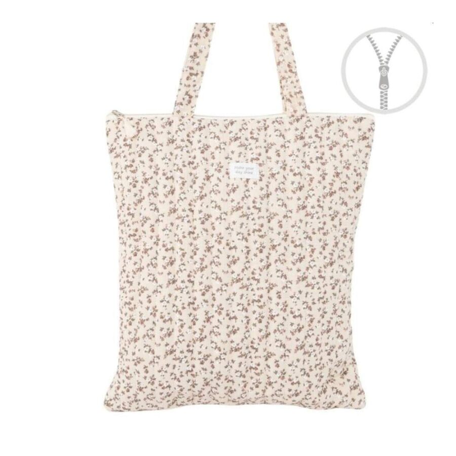 Bolsa Algodón Cremallera Flores