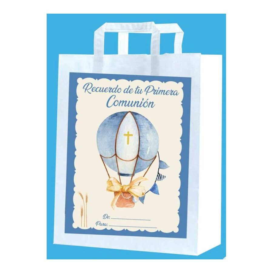 Bolsa Grande Comunión Globo Azul