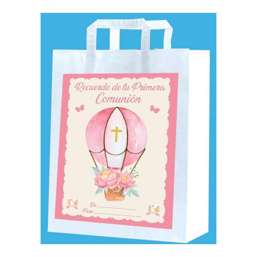Bolsa Grande Comunión Globo Rosa