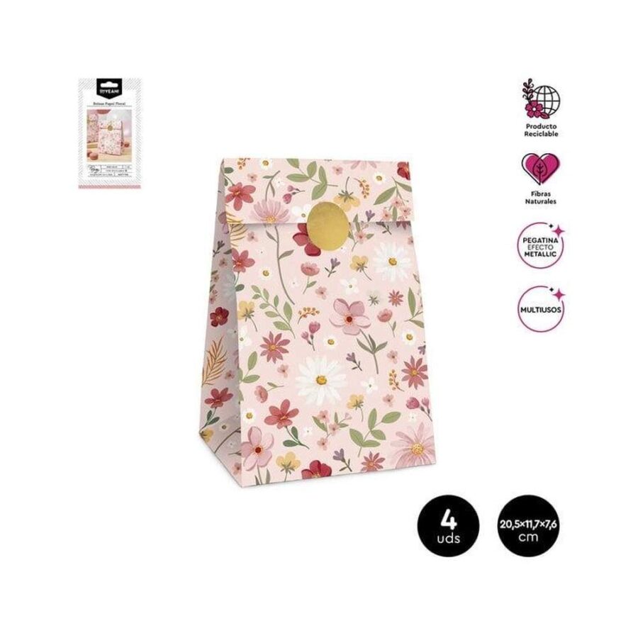 Set Sobres Papel Floral Rosa
