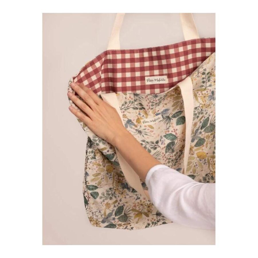 Bolsa Reversible Flores Y Vichy