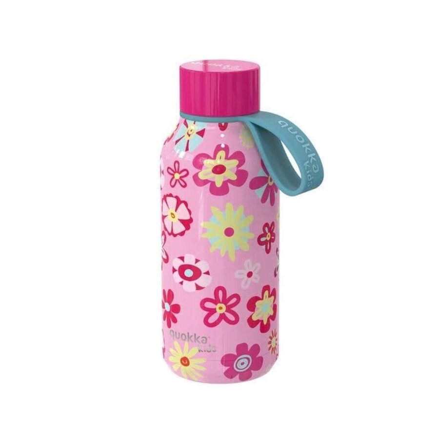Botella Infantil Con Asa 330 Ml Rosa Flores