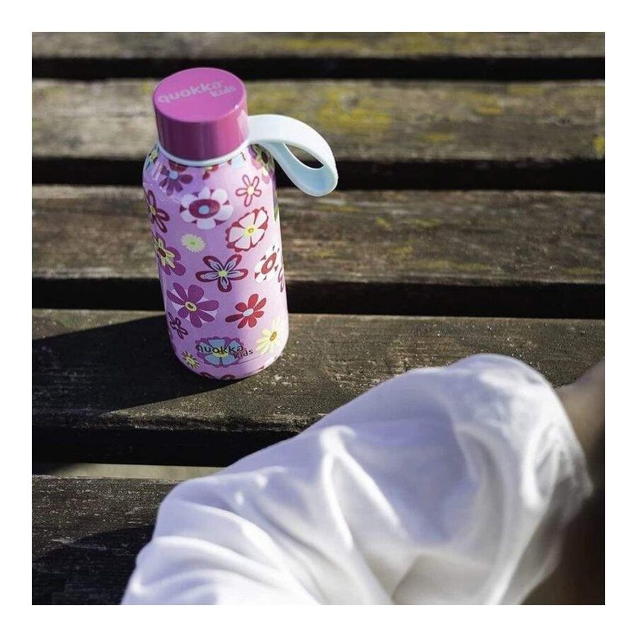 Botella Infantil Con Asa 330 Ml Rosa Flores