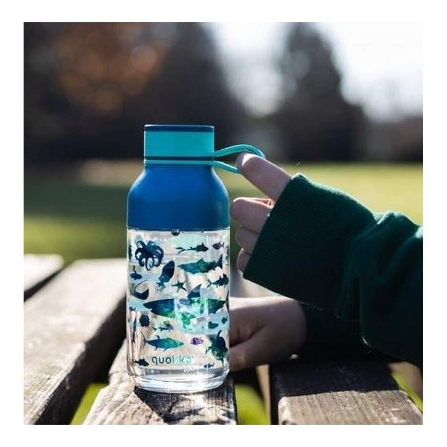 Botella Infantil Con Asa Peces Azul