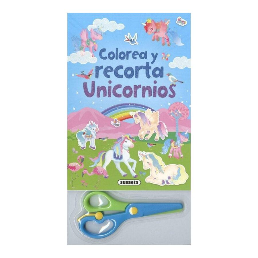 Colorea Y Recorta Unicornios Azul
