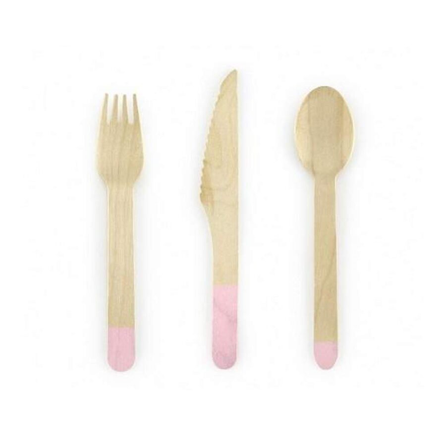 Cubiertos De Madera Rosa
