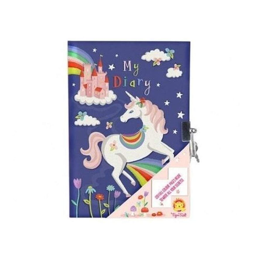Diario Con Candado Lila Unicornio