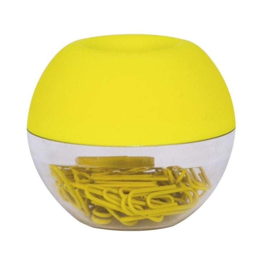 Dispensador Clips Fluor Amarillo