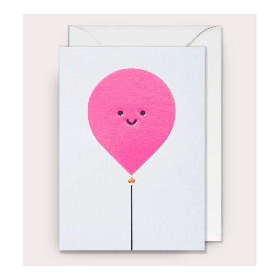 Felicitación Smiley Face Pink Balloon