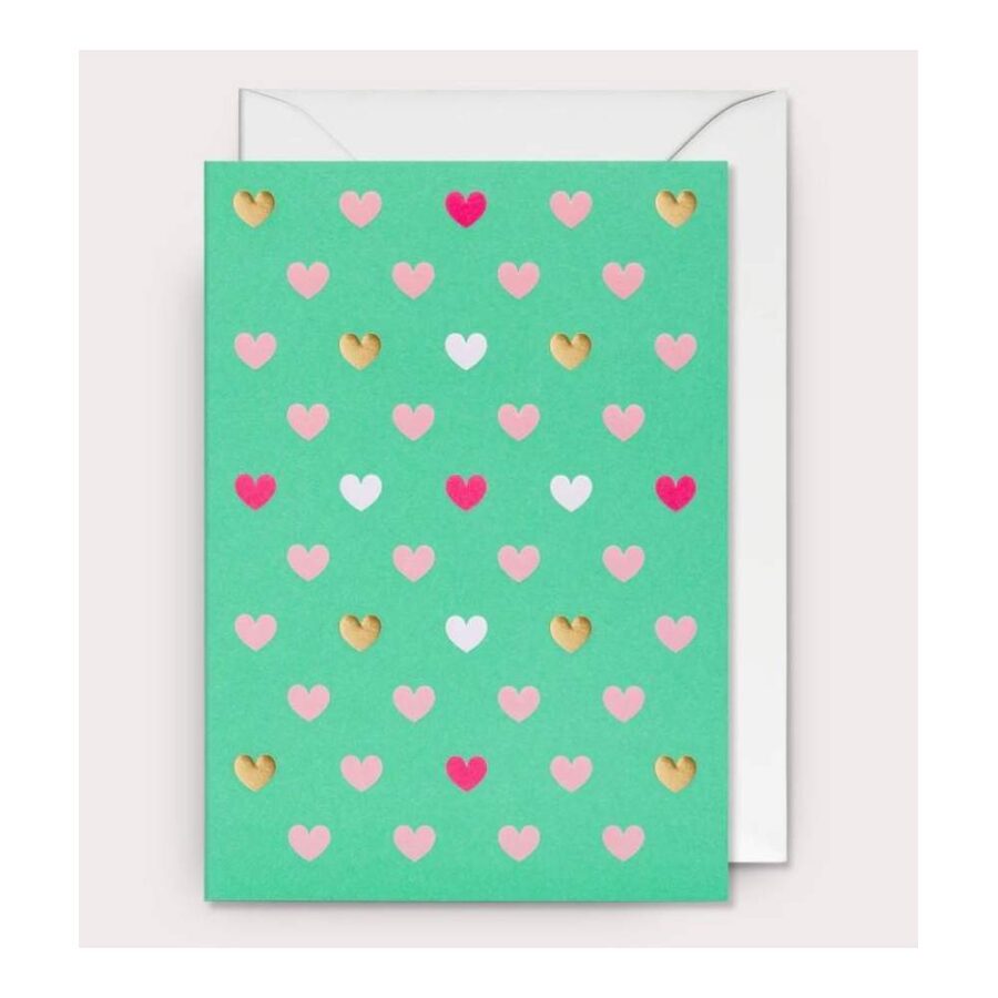 Felicitación Verde Corazones