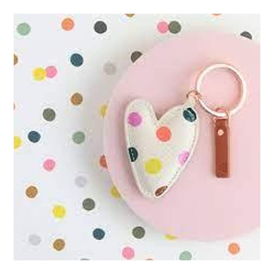 Llavero Corazón Topos Colores