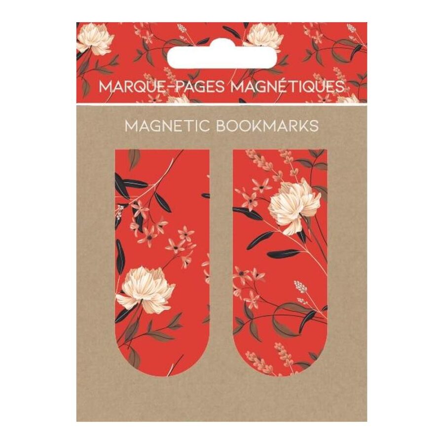 Marcapáginas Rojo Con Flores
