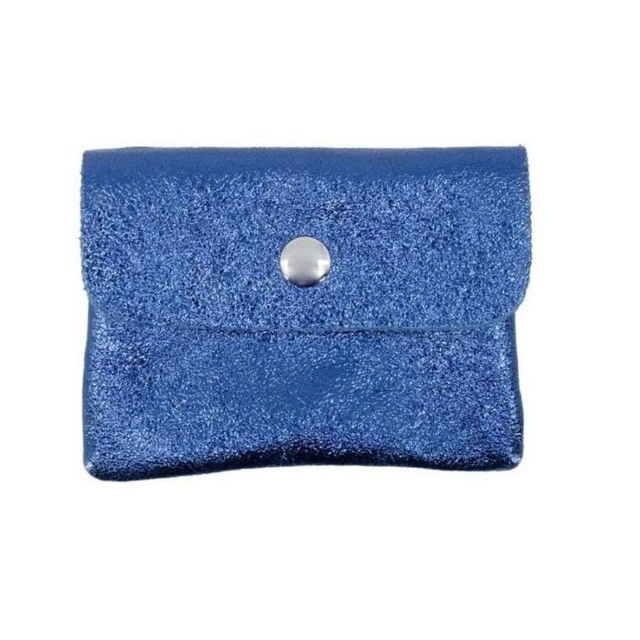 Monedero De Piel Metalizada Azul