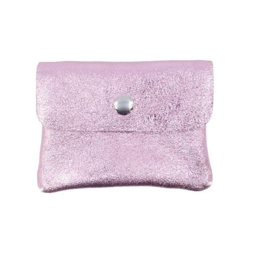 Monedero De Piel Metalizada Rosa