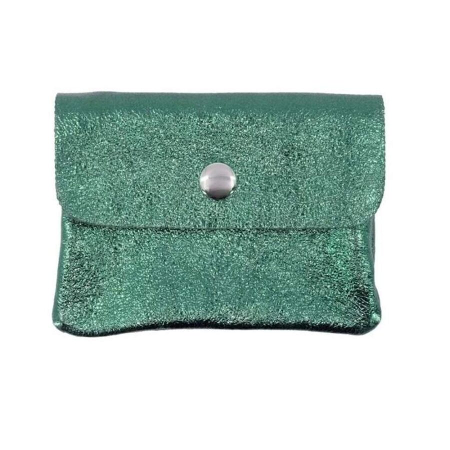 Monedero De Piel Metalizada Verde Bosque