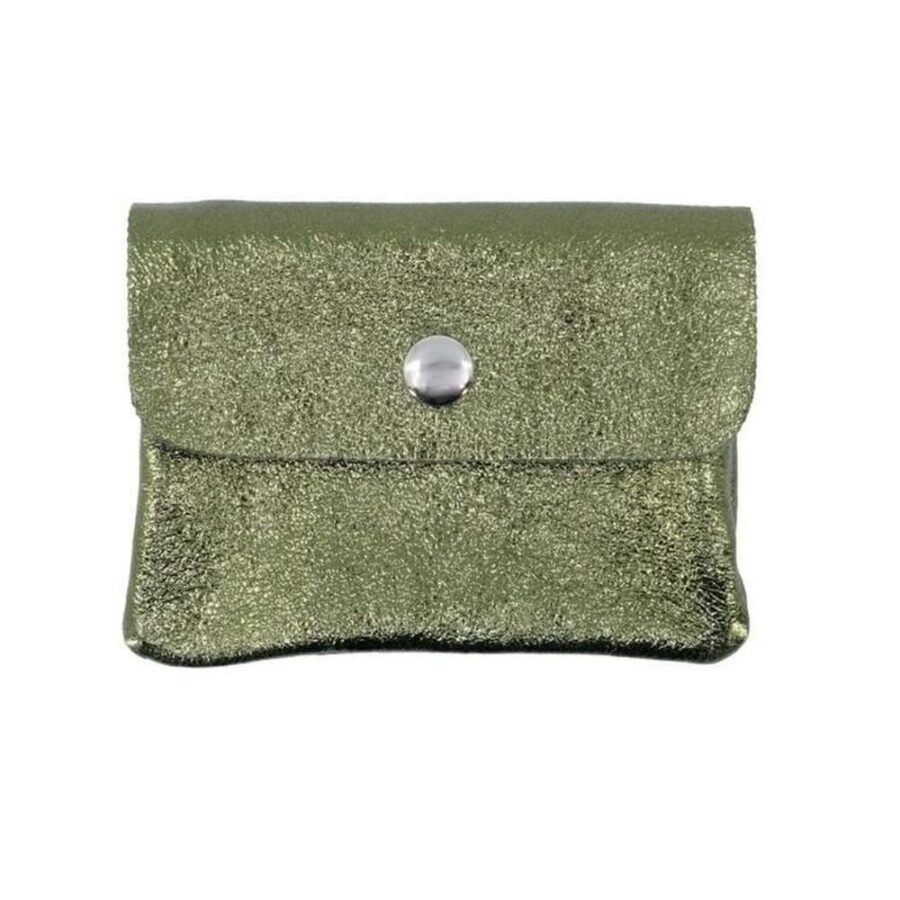 Monedero De Piel Metalizada Verde Oliva