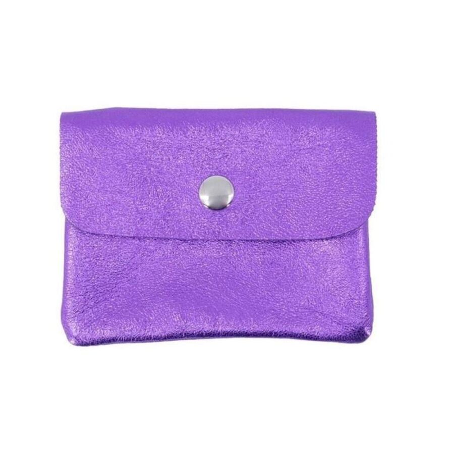 Monedero De Piel Metalizada Violeta