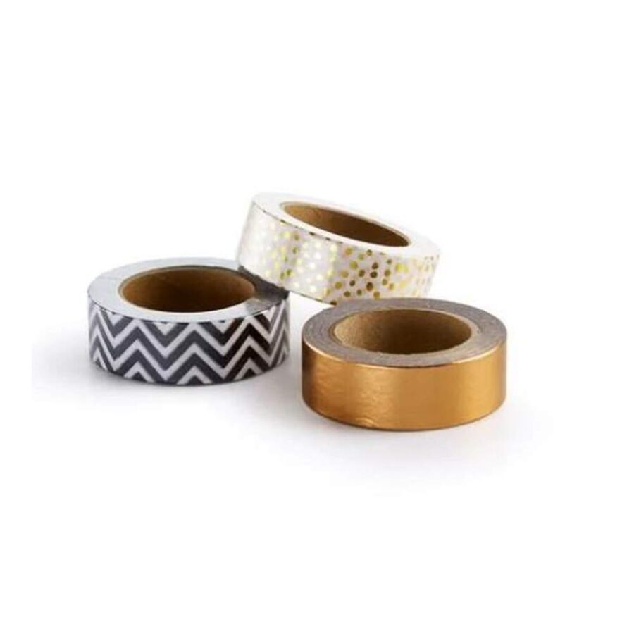 Pack De 2 Washi Tapes Rose Grey (Rayas Y Dorado)