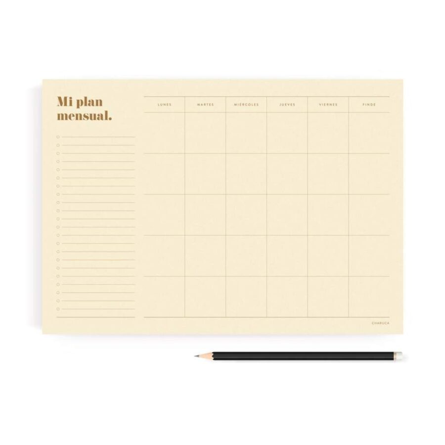 Planificador Minimal Vainilla Mensual A4