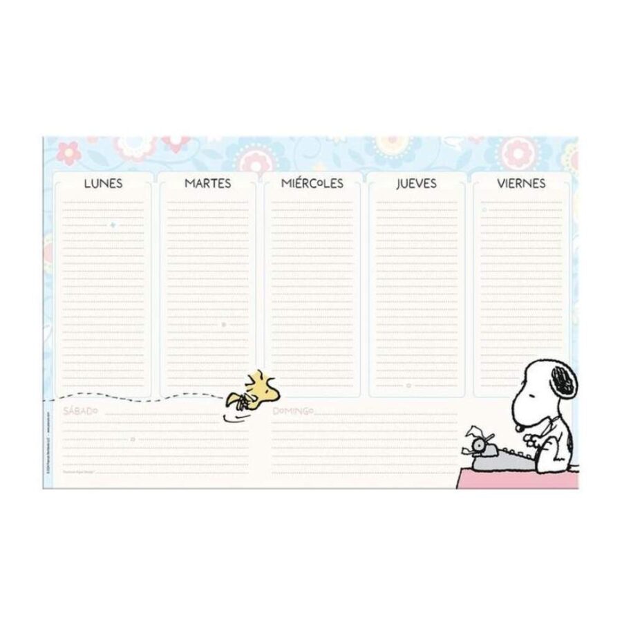 Planificador Semanal Xl Snoopy Pastel