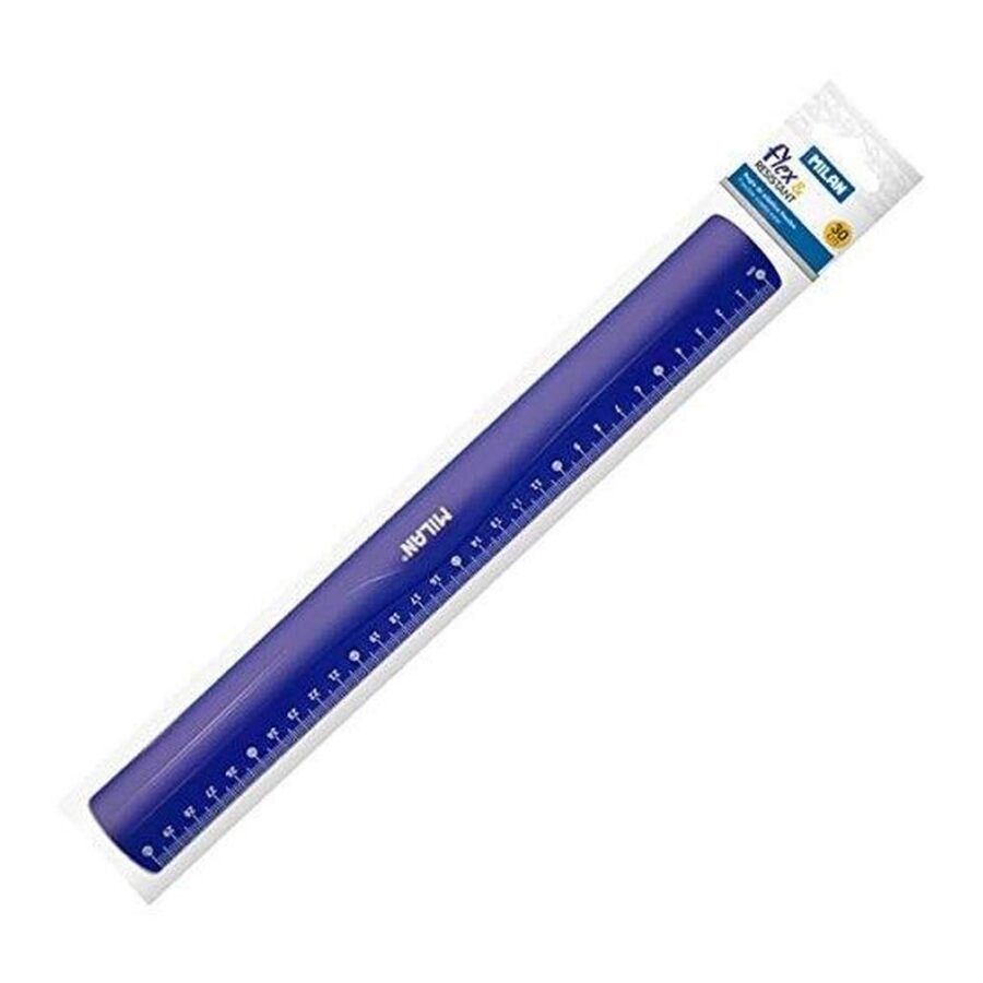 Regla Milán 30 Cm Flexible Azul