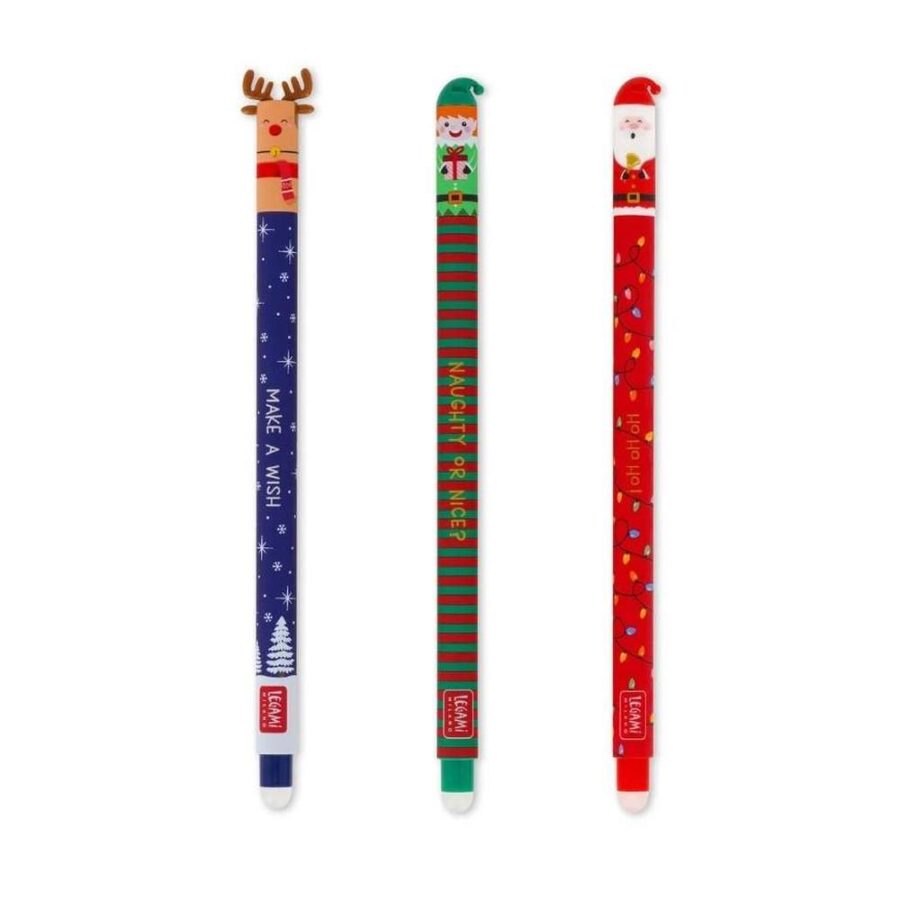 Set 3 Boligrafos De Gel Borrable - Navidad