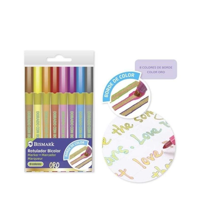 Set 8 Rotuladores Bicolor Oro Neón Pastel