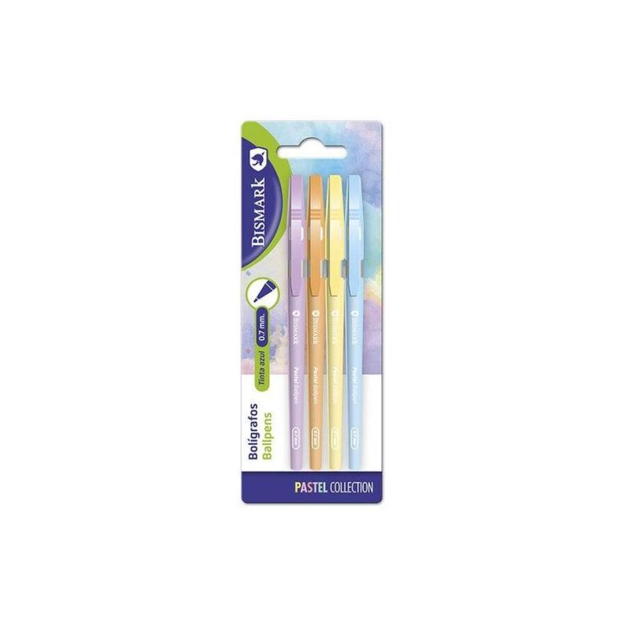 Set Bolígrafos Clip Pastel Tinta Azul