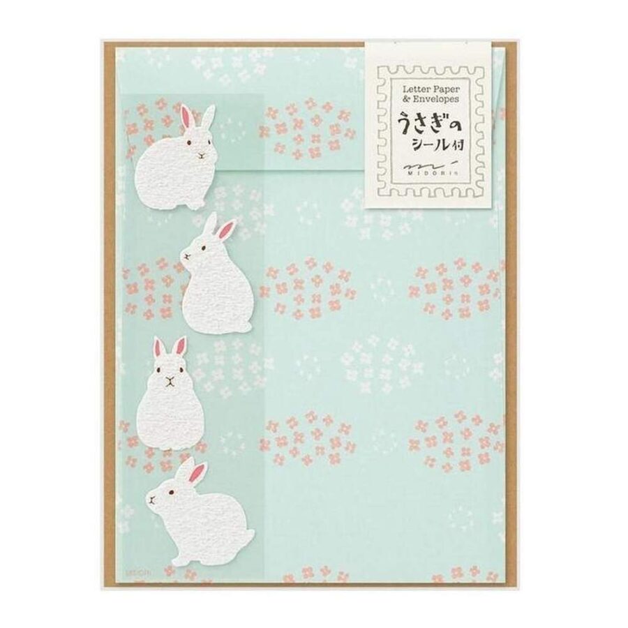 Set Cartas Con Pegatinas Conejo