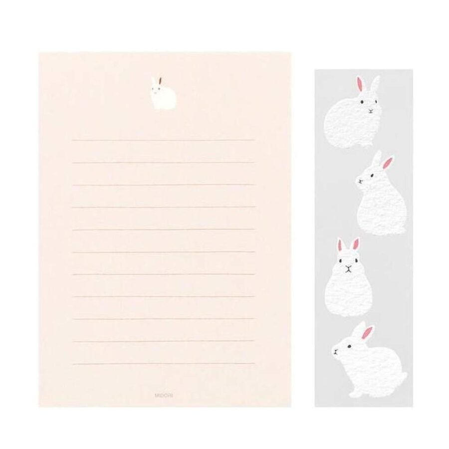 Set Cartas Con Pegatinas Conejo