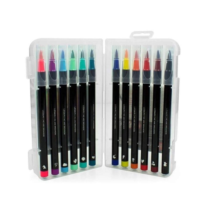 Set De 12 Rotuladores Con Puntal Pincel Bright