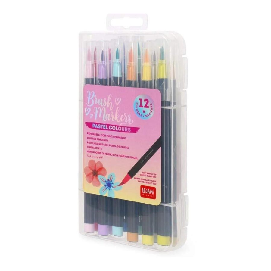 Set De 12 Rotuladores Con Puntal Pincel Pastel