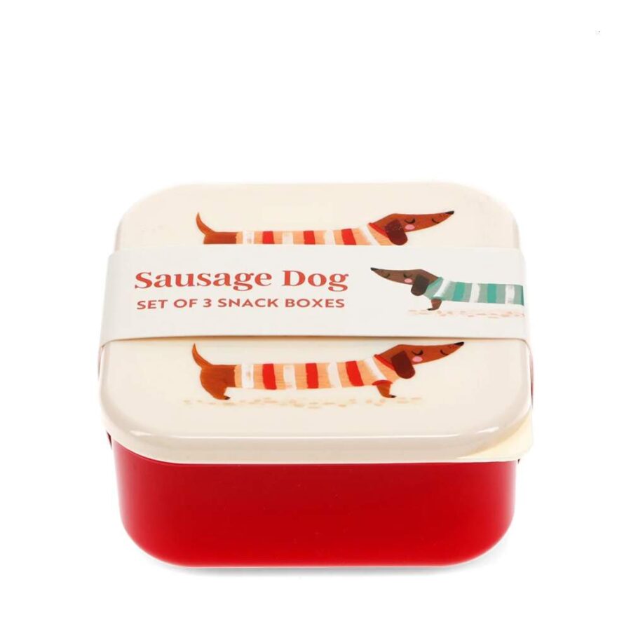 Set De 3 Cajas De Almuerzo Perro Salchicha