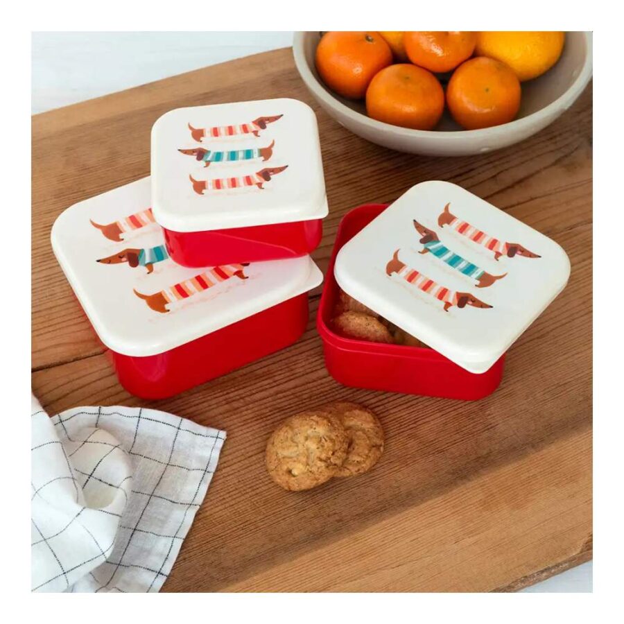 Set De 3 Cajas De Almuerzo Perro Salchicha
