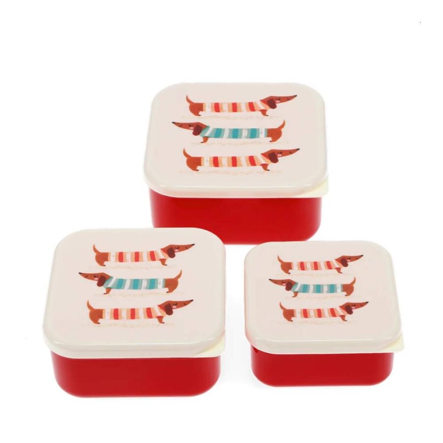 Set De 3 Cajas De Almuerzo Perro Salchicha