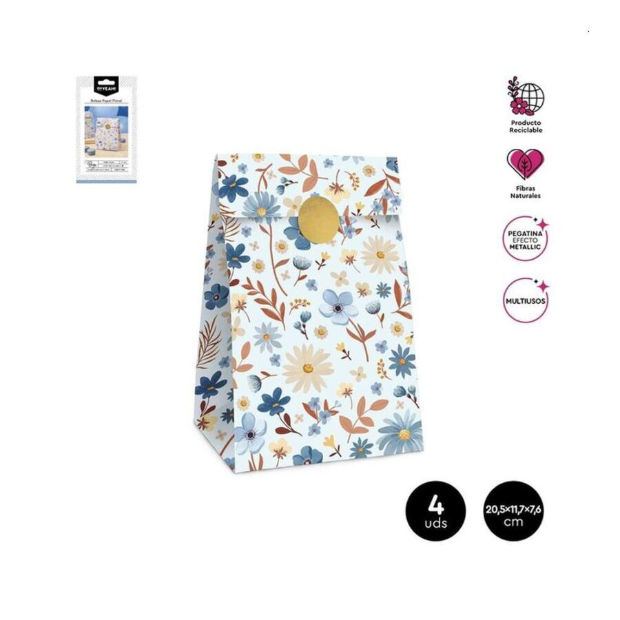 Set Sobres Papel Floral Azul