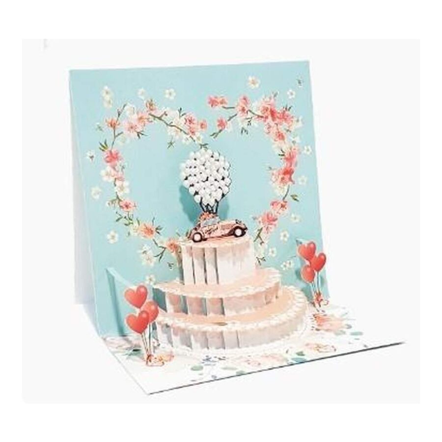 Tarjeta 3d Pop Up Pastel De Boda