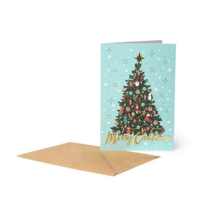 Tarjeta Navidad Arbol Y Estrellas
