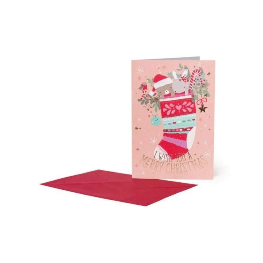 Tarjeta Navidad Calcetin