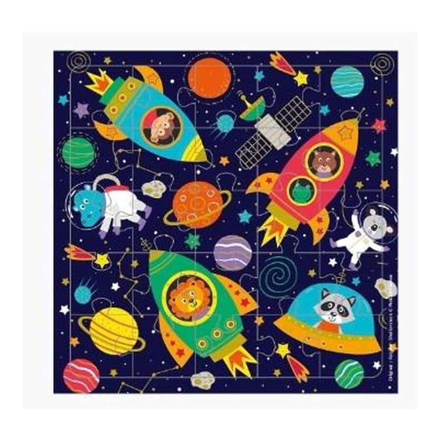 Tarjeta Puzzle Animales Del Espacio