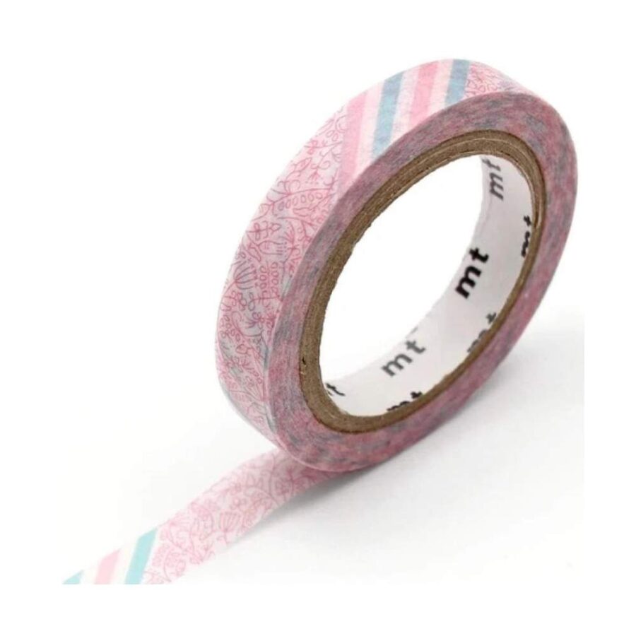 Washi Tape Mt Pink Flower Stripe