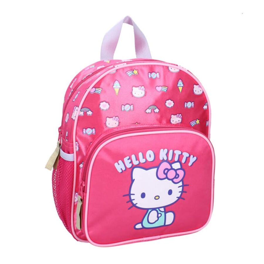 Mochila Doble Bolsillo Rejilla Hello Kitty