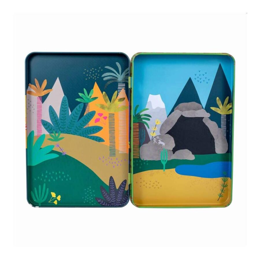 Estuche Metal Juego Magnético Dino