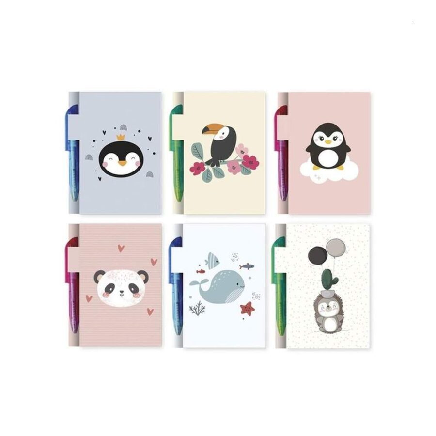 Mini Libreta Con Bolígrafo Cute Animals