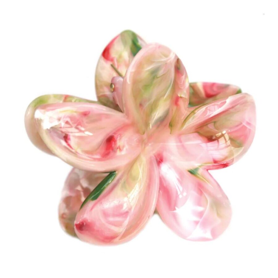 Pinza Para El Pelo Con Forma De Flor Verde/Rosa