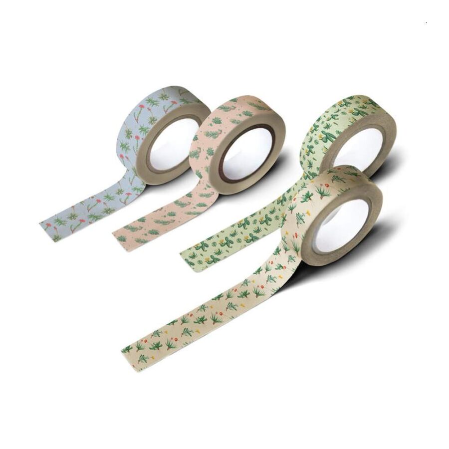 Set 4 Washi Tape Botanical Cacti Kokonote