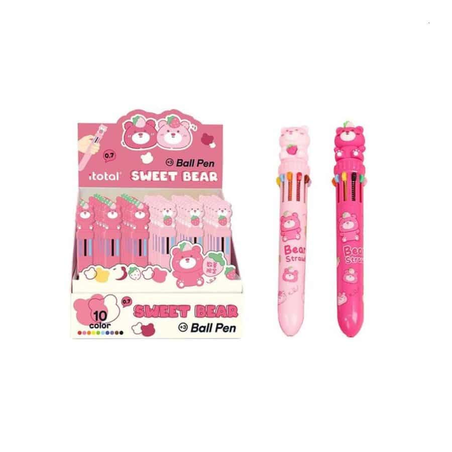 Bolígrafo Multicolor Oso Rosa